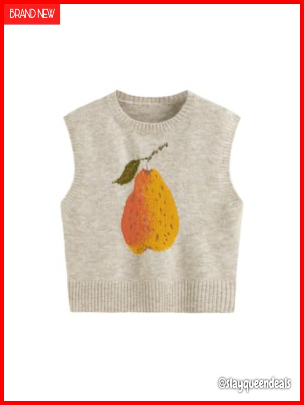 Knit Sweater Vest Sleeveless Pear Graphic Tank Top